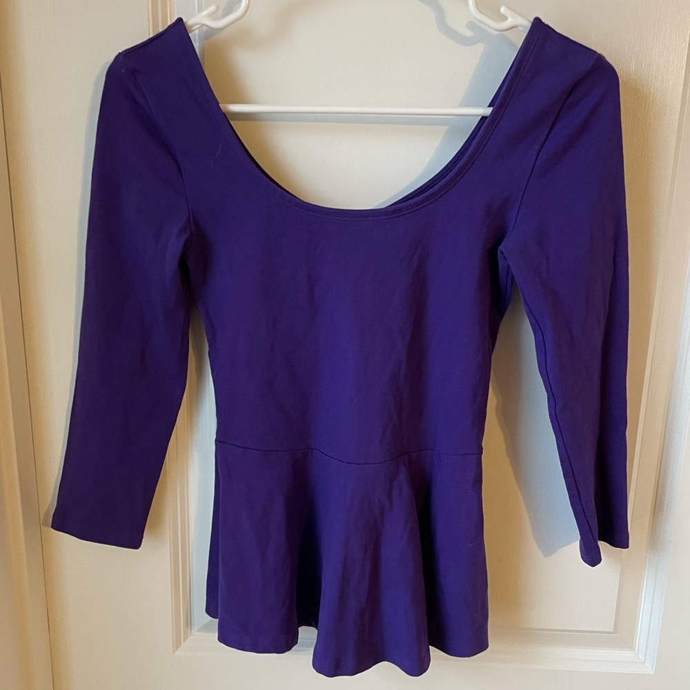 Express Purple 3|4 Length Sleeve with Zipper Back